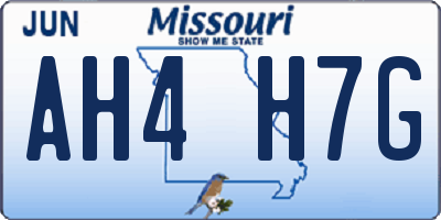 MO license plate AH4H7G