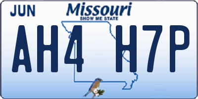 MO license plate AH4H7P