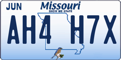 MO license plate AH4H7X