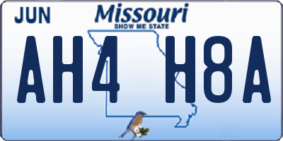 MO license plate AH4H8A
