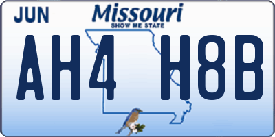 MO license plate AH4H8B