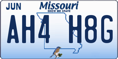 MO license plate AH4H8G