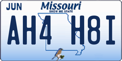 MO license plate AH4H8I