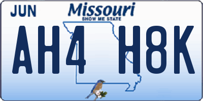MO license plate AH4H8K