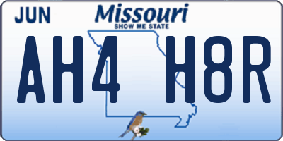 MO license plate AH4H8R