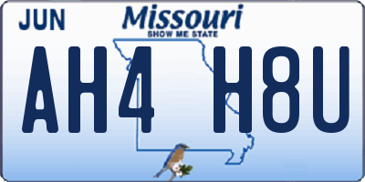 MO license plate AH4H8U