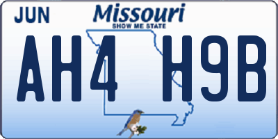 MO license plate AH4H9B