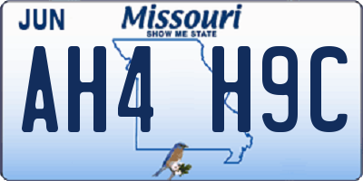 MO license plate AH4H9C