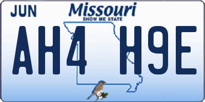 MO license plate AH4H9E