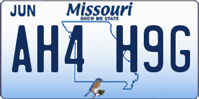 MO license plate AH4H9G