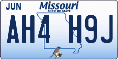 MO license plate AH4H9J