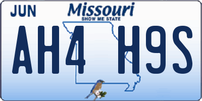 MO license plate AH4H9S