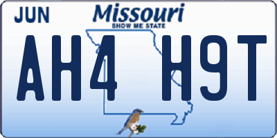 MO license plate AH4H9T