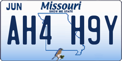 MO license plate AH4H9Y