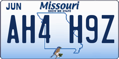 MO license plate AH4H9Z