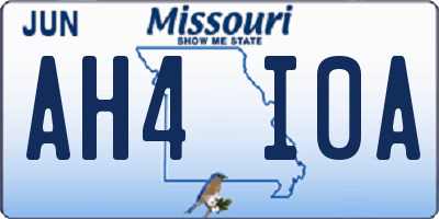 MO license plate AH4I0A