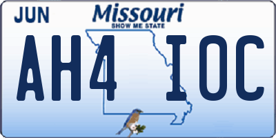 MO license plate AH4I0C