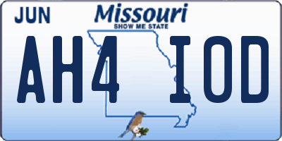 MO license plate AH4I0D