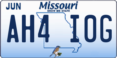 MO license plate AH4I0G