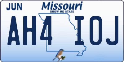 MO license plate AH4I0J