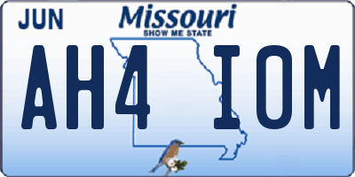 MO license plate AH4I0M