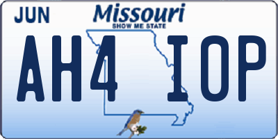 MO license plate AH4I0P