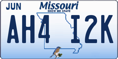 MO license plate AH4I2K