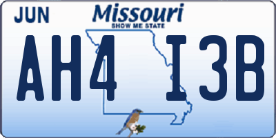 MO license plate AH4I3B