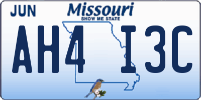 MO license plate AH4I3C