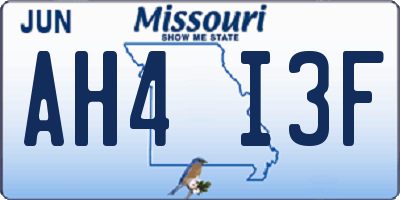 MO license plate AH4I3F