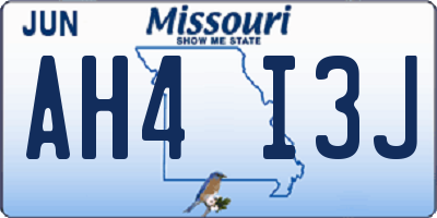 MO license plate AH4I3J