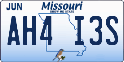 MO license plate AH4I3S
