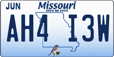 MO license plate AH4I3W