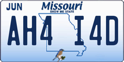 MO license plate AH4I4D