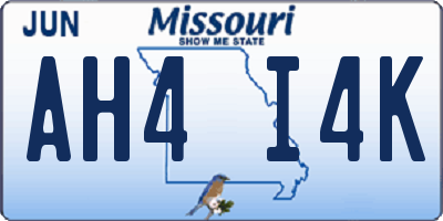 MO license plate AH4I4K