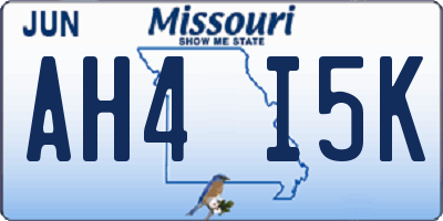 MO license plate AH4I5K