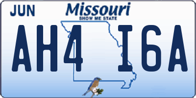MO license plate AH4I6A