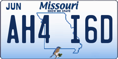 MO license plate AH4I6D