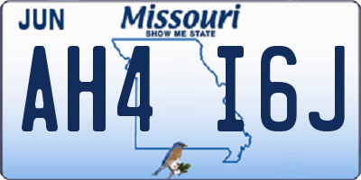 MO license plate AH4I6J