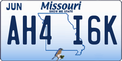 MO license plate AH4I6K