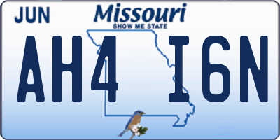 MO license plate AH4I6N