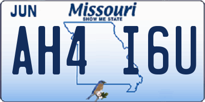 MO license plate AH4I6U
