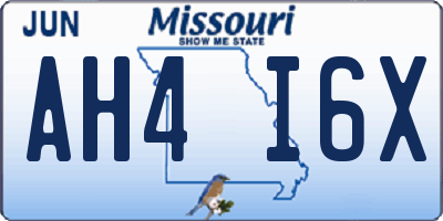 MO license plate AH4I6X