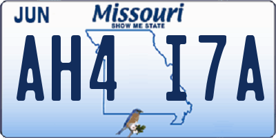MO license plate AH4I7A