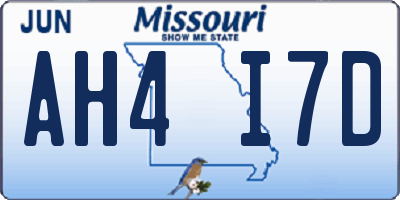 MO license plate AH4I7D