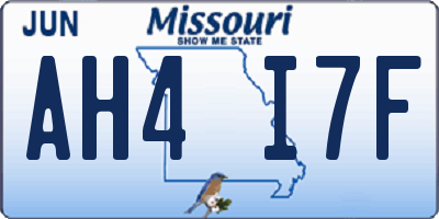 MO license plate AH4I7F
