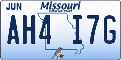 MO license plate AH4I7G