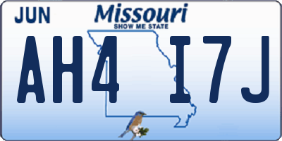 MO license plate AH4I7J