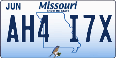 MO license plate AH4I7X
