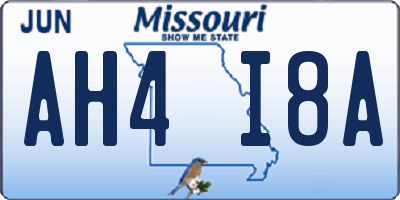 MO license plate AH4I8A